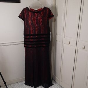 Ashro Black and Red Gown with Bateau Neckline